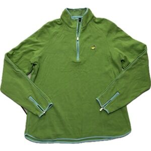 Masters Bobby Jones Green  w/blue Women's 1/4 Zip Pullover Cotton Golf. Large